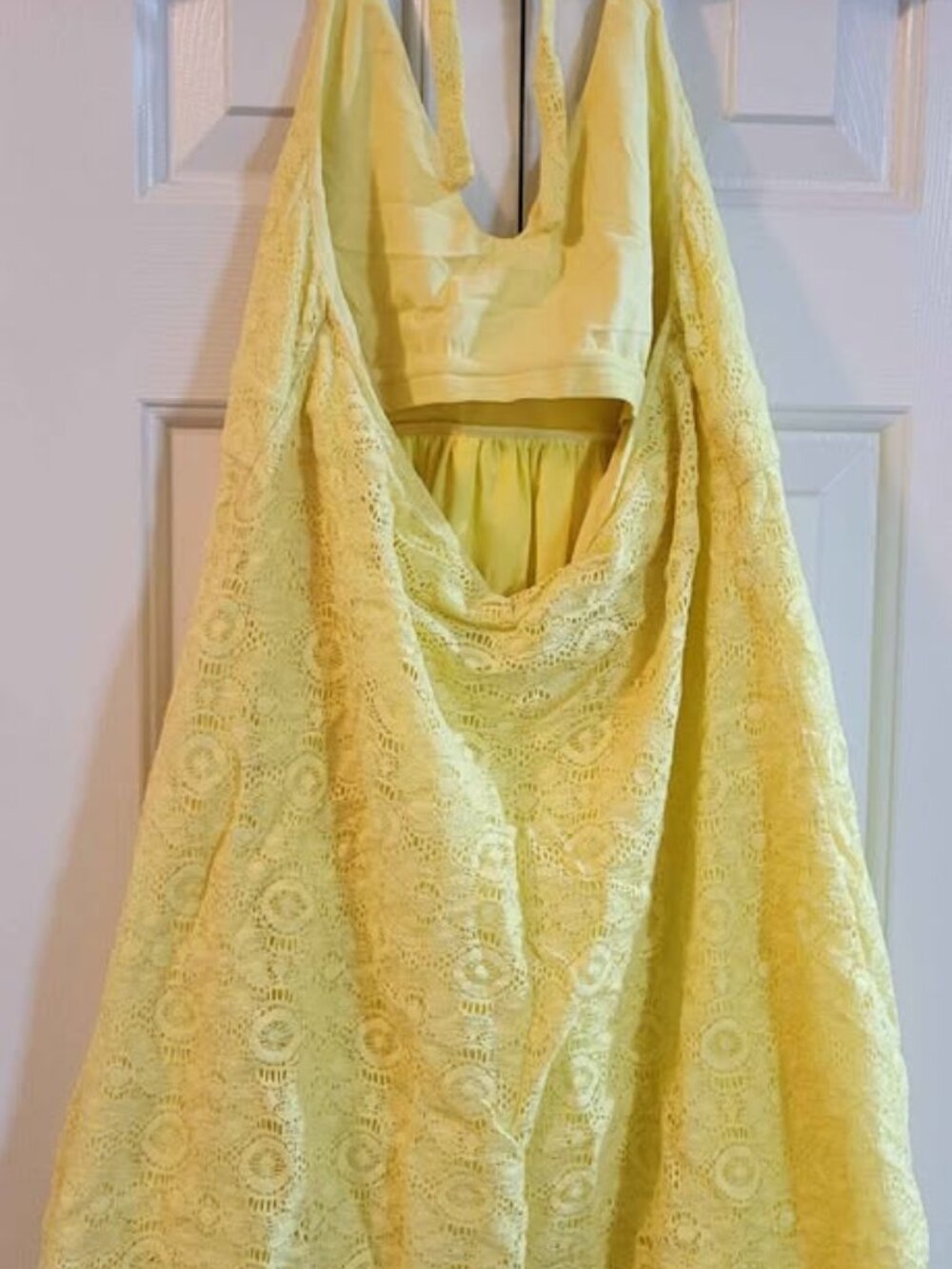 Victoria's Secret Yellow Lace-Embroidered Halter Dress - Picture 3 of 8